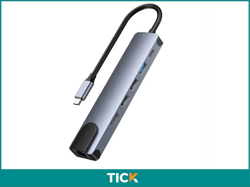 Adaptador Hub 6 En 1 Usb C, Ethernet, Hdmi, Power Delivery Plateado Oscuro