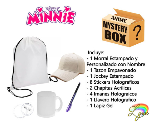 Minnie Mystery Box Tazon Lapiz Jockey Chapita Llavero Disney