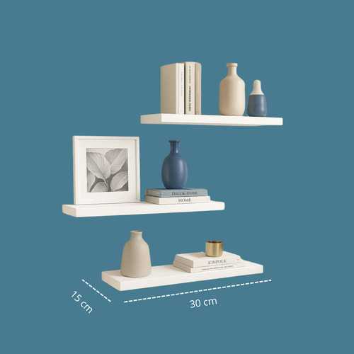 Set De 3 Repisas Flotantes Decorativas Minimalistas Blanco