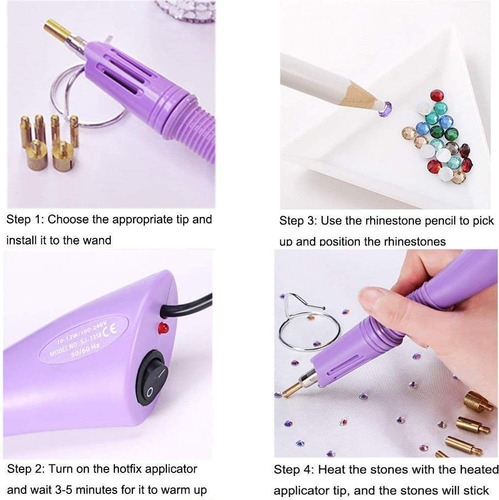 Aplicador Hotfix, 7 1 Hot Fix Strass Aplicador Wand Set...