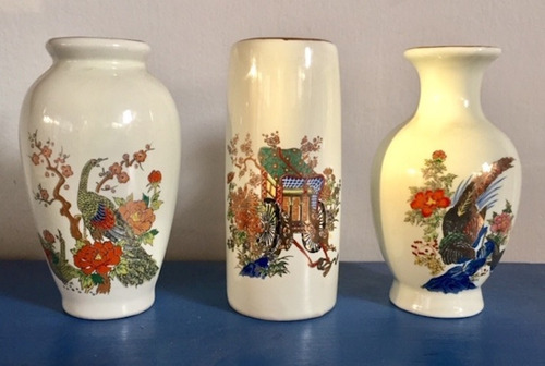 Floreros De Colección. Japoneses. Porcelana Vintage 9,5 Cm 