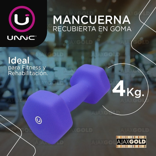 Imagen 2 de 7 de Mancuerna Pesa Goma Recubierta 4 Kg Gym Fitness Funcional