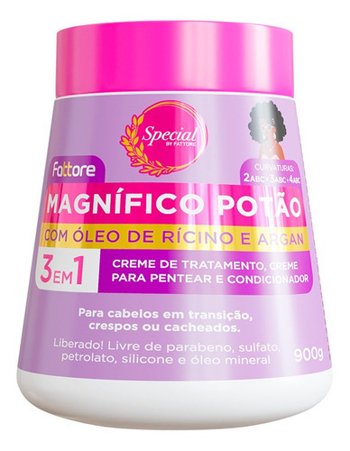 Creme De Tratamento Fattore Magnífico Potão 3 Em 1 900g