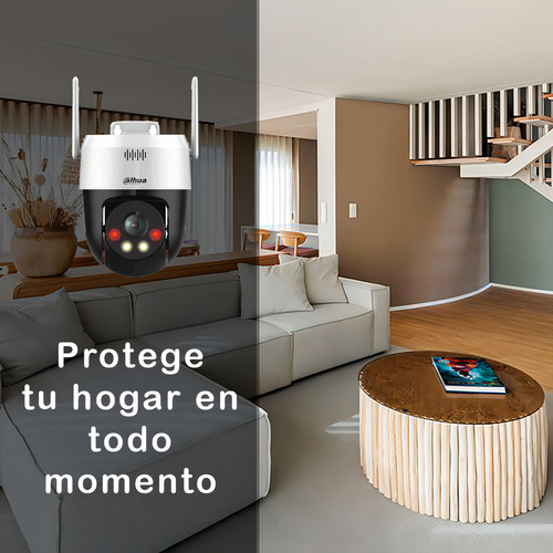Camara Pt Wifi Dahua De 5mp Exterior Smart Dual Light Picoo-a59u-da Alarma De Luz Y Sonido Audio Bidireccional Detección Humana Y Vehicular Por Ia Con Memoria Microsd De 32gb