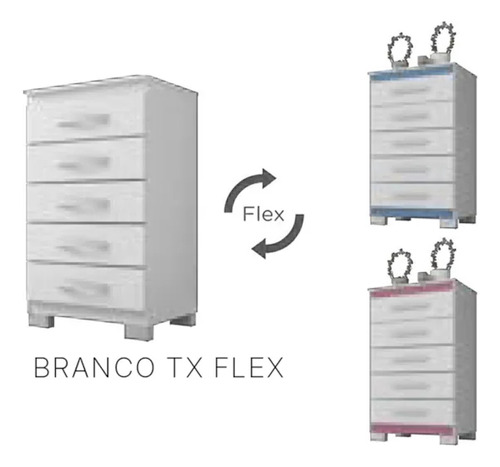 Comoda 5 Gavetas 57 Cm Moden 2259 Branco Flex Incp