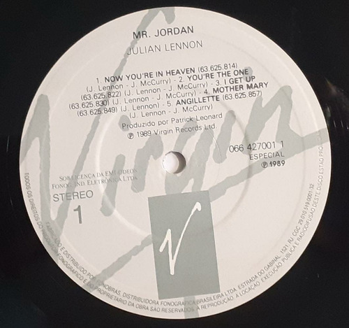 Lp - Julian Lennon - Mr. Jordan C/encarte 1989 Virgin (Usado)