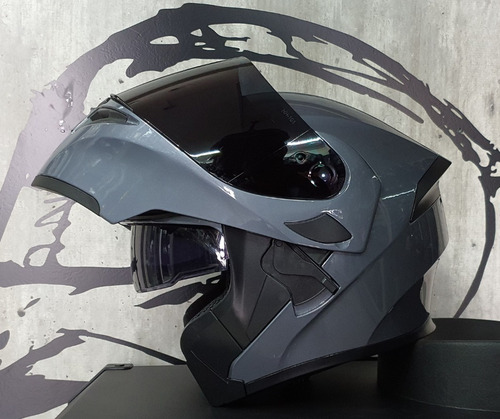 Imagen 4 de 10 de Casco Abatible R7 Racing Unscarred Doble Mica Gris