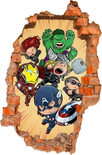 comprar Adesivo Recortado Tijolos Parede Quebrada Vingadores M09