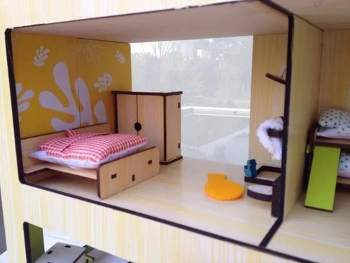 Casa De Muñecas Madera 4 Amb Paredes Imantadas Con Muebles
