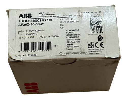 Contactor Abb Af26z 30 00 21 Bobina 24-60 Vac/dc Poliequipos