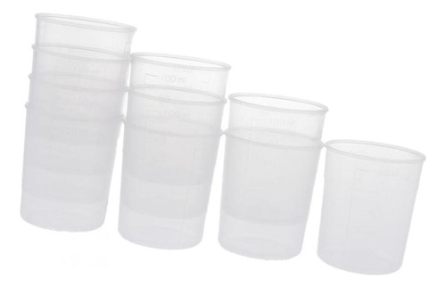 . 10 Vasos Medidores De Plástico, Tazas Graduadas De 100 Ml