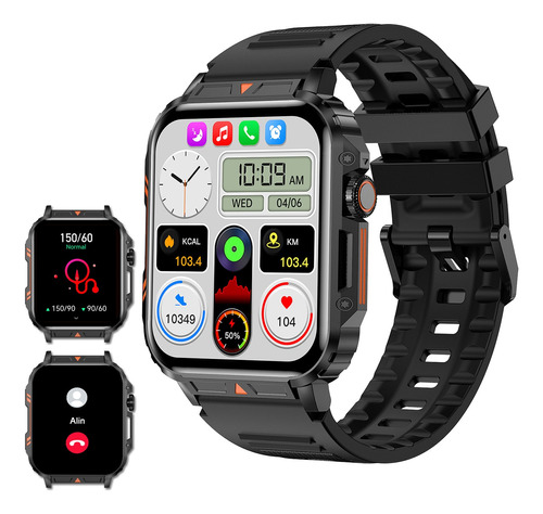 1.95 Reloj Inteligente Para Hombre, Militar, Bluetooth Call,