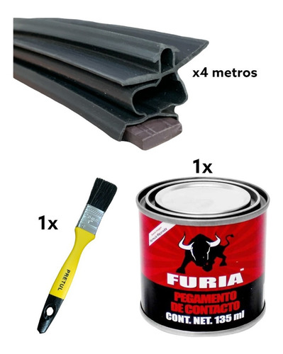 Imagen 2 de 10 de Kit 4m Empaque Refrig. Ceja Arpon C/iman 9.3 Adhesivo Brocha