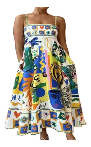 Blusa Sin Mangas De Mujer Con Dobladillo Grande, Estampada