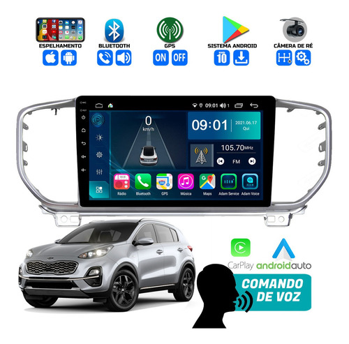 Multimídia Aikon Android Auto Apple Carplay Kia Sportage