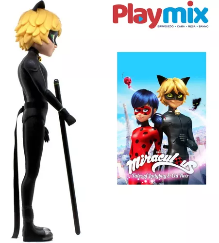 Boneco Cat Noir Miraculous Original Novabrink Com Bastão