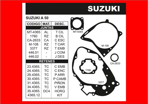 Juego De Juntas Completo Suzuki A 50