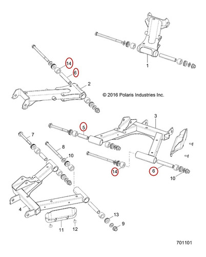 Bucha Balança Tr Polaris Rzr 900 5452233 5139966 5139967