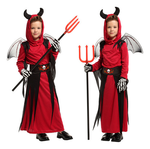 Halloween Niños Cosplay Tridente Diablo Traje A Juego