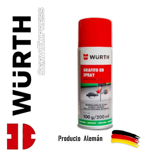 Lubricante De Grafito Wurth  Rieles Llaves Candados Cadenas