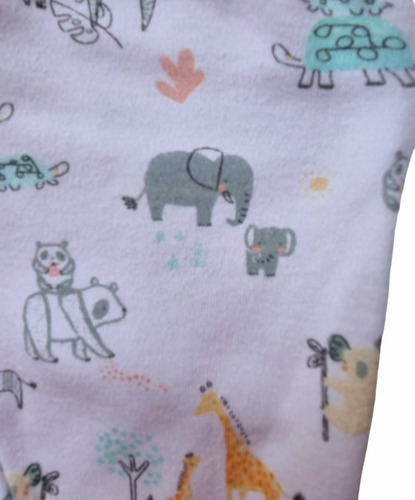 Imagen 2 de 2 de Conjunto Bebe Interlock Pantalon /body/gorro Est. Animalitos