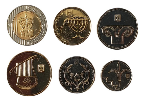 Israel Set Completo 6 Moedas Fc Com Bimetal 2015/2017 Raro