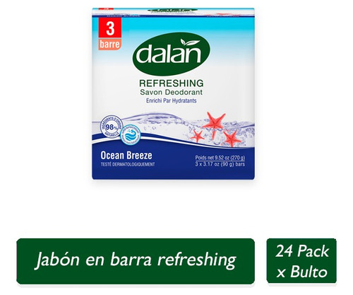 Jabón Barra Dalan Refreshing Ocean Breeze 3 Pack 90gr 24paq