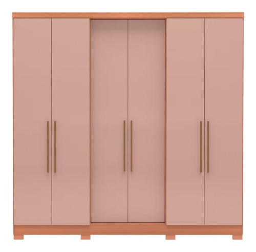 Guarda Roupa Casal Bartira Napoli Up 6 Portas 4 Gavetas Cor Avelã/Cappuccino