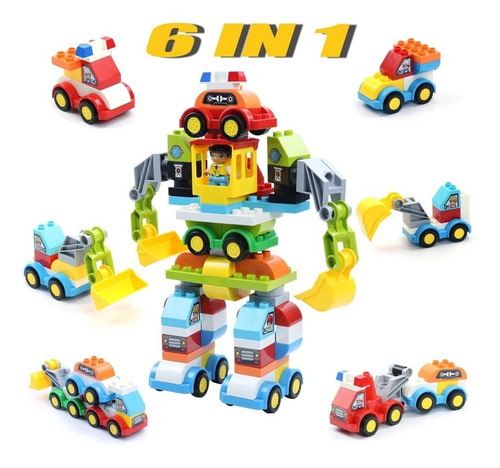 Bloques Set Construccion Autos Y Robot 85 Piezas Niños