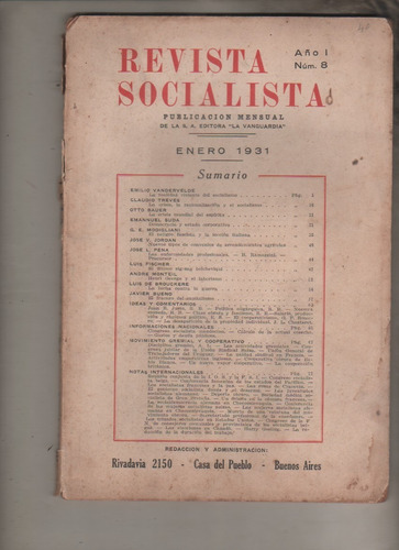Antigua Revista ** Socialista ** Nº 8 Año 1931