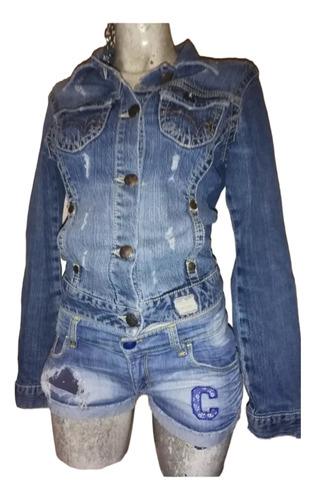 Sexy Chamarra De Mezclilla Oggi Jeans Rotos Detalle 