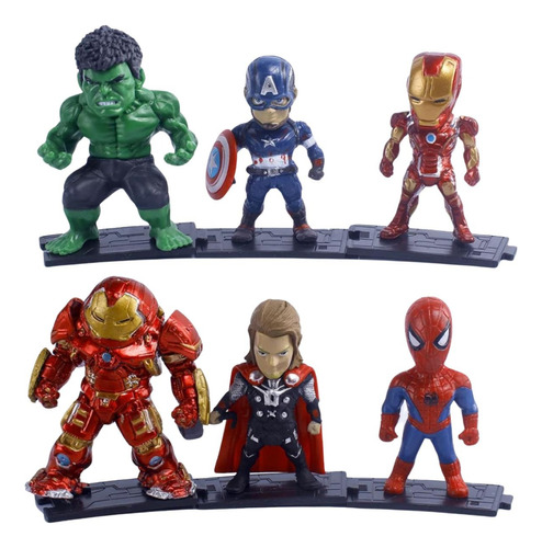 Figura Coleccionable Avengers Mini 6 Pcs Con Base 