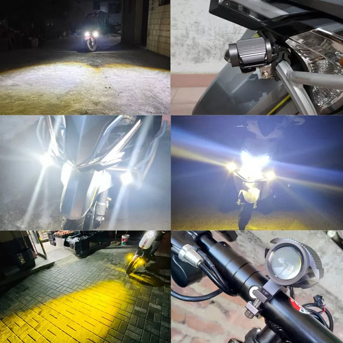 Par Faro Led Exploradora Laser Blanco Amarillo Estrobo Moto