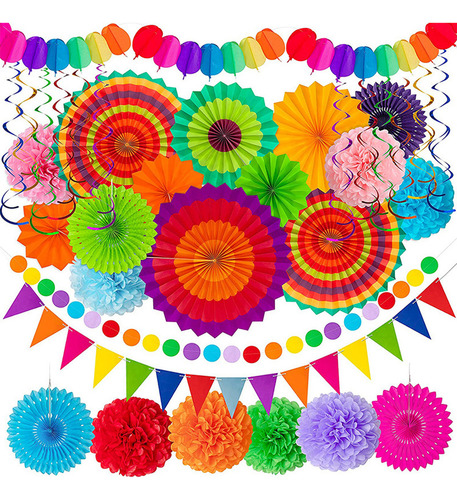 Abanicos De Papel Para Decorar Fiesta Con Temática Mexicana