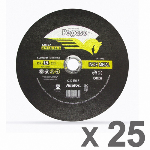 Disco Corte 9' Aliafor Pegaso 230mm Inox Metales 230x1,9 25u
