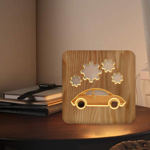 Luz De Escritorio Usb Led De Madera Con Luz Nocturna