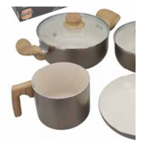 Conjunto De Panelas 4 Peças Revestimento Cerâmico Vanilla