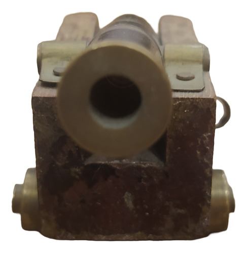 Antiguo Mini Cañón Naval Goliat Bronce Y Madera (Usado)