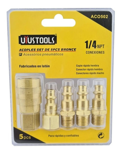 Kit Jgo Accesorio Acoples Rapido P/ Compresor 5pcs Uyustools