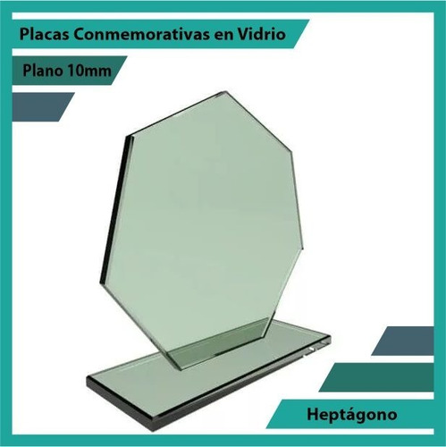Premiación En Cristal Heptágono Pulido Plano 10mm