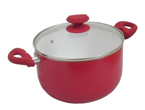 Olla Cacerola Asas Ceramica 24cm Antiadherente Rojo Roswell