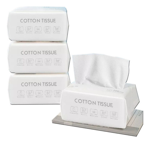 Toallitas De 100% Algodón Reutilizables Paquete X4 L1109 Blanco