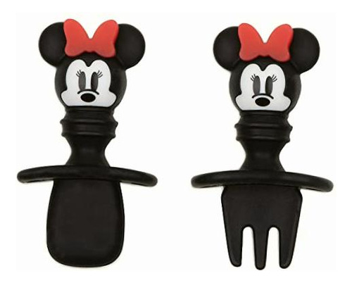 Bumkins Utensils Disney Juego De Cuchara De Silicona Para Color Minnie Mouse-sfi