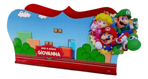 6 Souvenirs Servilleteros Mario Bros Fibrofacil 14x7cm 