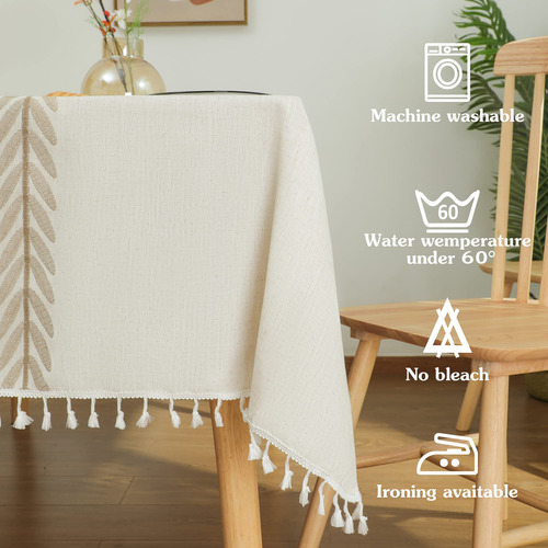 Mantel Laolitou De Lino Rústico De Algodón, Impermeable, 140
