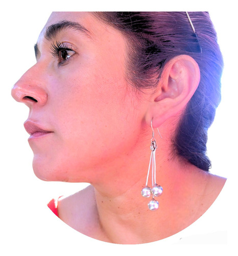 Aretes Largos Con Colgantes Plata Ley.925 8cm