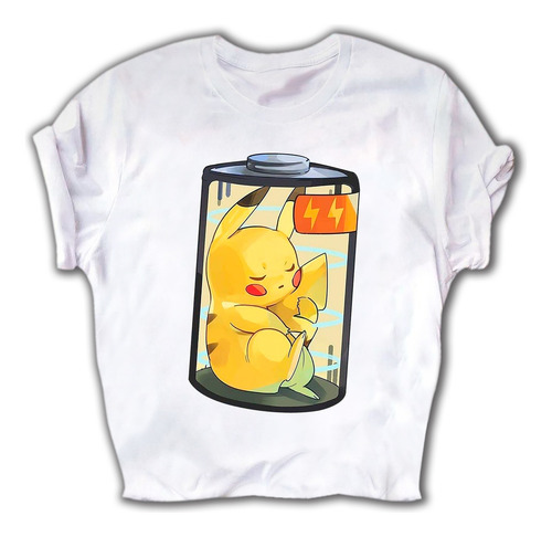 Playera De Pokémon Pikachu Cargando Una Pila
