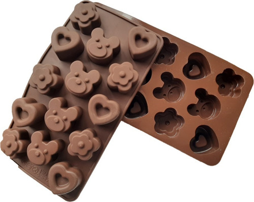 Molde Silicona Oso Corazon Flor : Chocolates, Gomas, Hielos Color Marrón