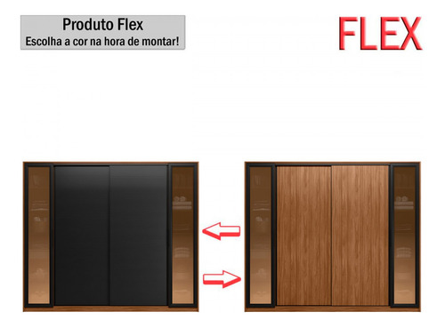 Guarda Roupa Casal Laredo 4 Portas 4 Gavetas Flex Com Vidro