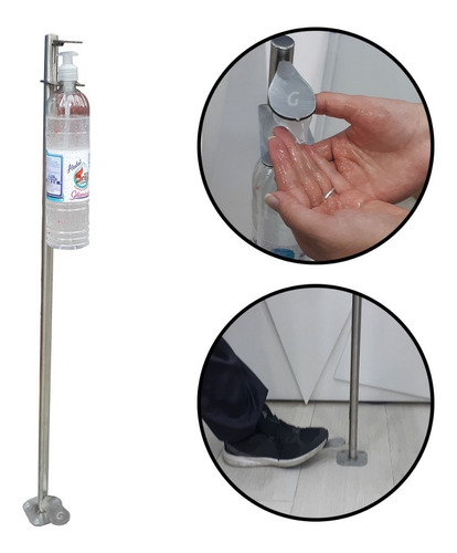 Imagen 2 de 6 de Dispensador Jabón Liquido- Antibacterial Con Pedal En Acero